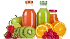 Apples oranges kiwi white background drinks fruits straws