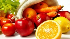 Apples oranges white background vegetables tomatoes carrots 
