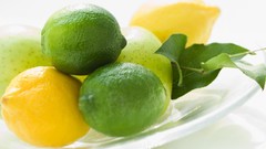 Apples white background lemons fruits limes