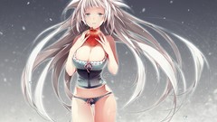 Apples white hair fruits long hair gray eyes anime girls 