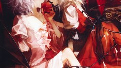 Apples wings dress Vampires white hair red eyes anime girls 