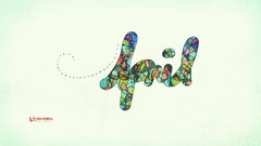 April Typography stained glass Calendar Simple Background 