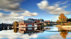 architecture cityscape Bridge clouds sky water reflection