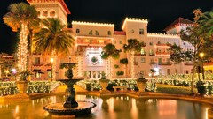 architecture Florida Hotel Garden fountain lights building USA