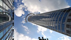 architecture skyscraper reflection worm's eye view bottom view
