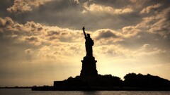 architecture Statue of Liberty USA new york city clouds Beige