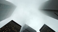 architecture worm's eye view skyscraper mist City building