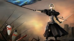 Armor anime girls blue eyes short hair