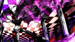 Armor anime girls boots black rock shooter black hair purple 