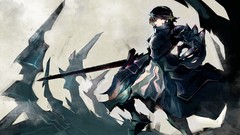 Armor anime girls fate stay night yellow eyes black dress fate 