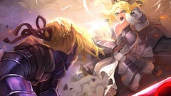 Armor blondes anime girls green eyes fate stay night saber lily 