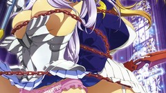 Armor chains blondes suspenders open mouth ecchi panties 