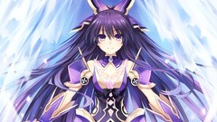 Armor long hair purple hair hair bow purple eyes original 