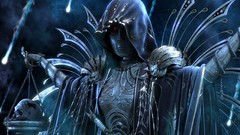 Armor red eyes Swords skulls masks artwork fantasy art glowing 