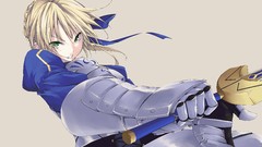 Armor saber blondes anime girls green eyes fate stay night fate 