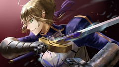 Armor saber Ribbons blondes green eyes fate stay night fate 