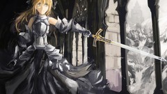 Armor saber Swords blondes green eyes fate stay night saber 