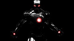 armor Simple Background digital art render Iron Man red eyes