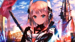 Armor white hair blue eyes cyborgs