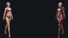 Armor white hair short hair bra panties artwork fantasy art