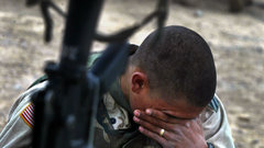 Army soldiers crying