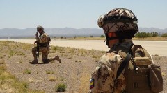 Army soldiers military training vehicles colombia blue skies 