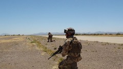 Army soldiers military training vehicles colombia blue skies 