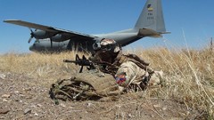 Army soldiers military training vehicles colombia blue skies 