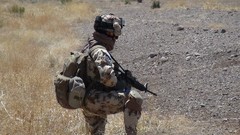 Army soldiers military training vehicles colombia blue skies 
