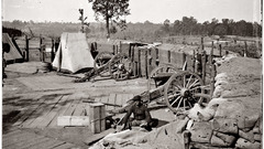Army union soldier outside fortifications confederate