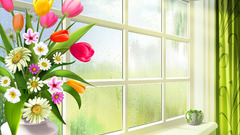 Art window panes Flowers