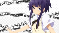 Artist anime girls waitress purple hair purple eyes Working!! 