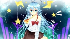 Artist blue hair anime girls blue eyes touwa erio denpa onna to 