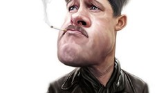 Artist Brad Pitt caricature faces artwork