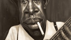 Artist caricature faces artwork