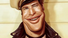 Artist caricature faces artwork