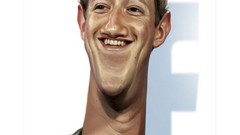 Artist caricature faces artwork Mark Zuckerberg
