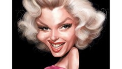 Artist caricature Marilyn Monroe faces artwork