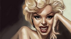 Artist caricature Marilyn Monroe faces artwork