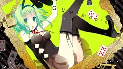 Artist gloves Ribbons handcuffs chains elbows green eyes temari 