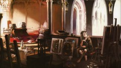 Artist paintings long hair anime girls blue eyes pixiv artwork