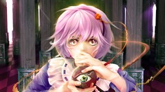 Artist red eyes pink hair anime girls green eyes short hair 