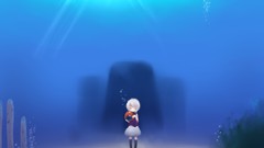 Artist underwater white hair stockings skirts anime girls