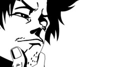 artwork anime boys samurai champloo mugen monochrome face