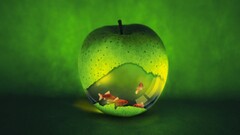 artwork apples fish digital art Animals food fruit
