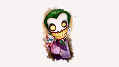 artwork Batman joker teeth green hair Simple Background