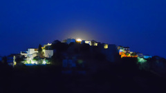 artwork blue House moon dark