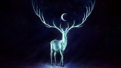 artwork crescent moon painting deer antlers stags fantasy art
