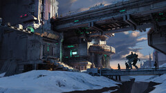 artwork digital art futuristic building snow