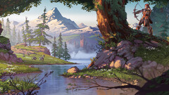 artwork digital art video games Horizon: Zero Dawn nature Trees